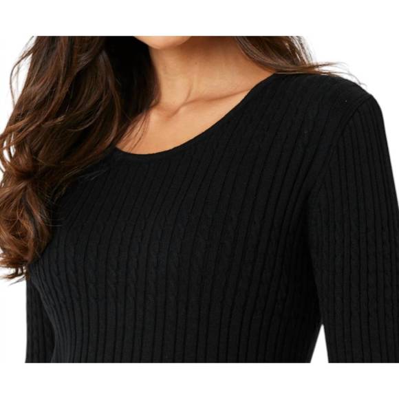 NEW FRENCH KYSS long sleeve round neck top in black
